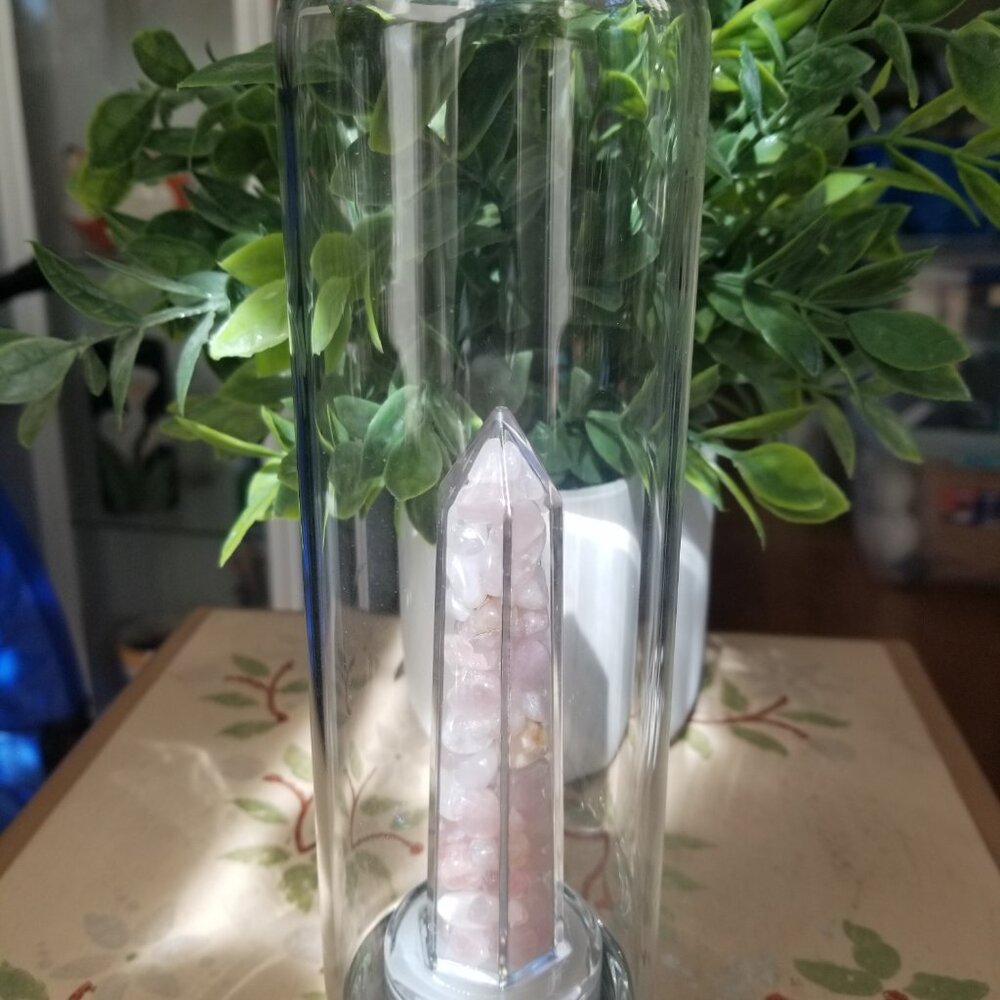 Rose Quartz Infused Glass Water Bottle NEW! - Picture 5 of 7